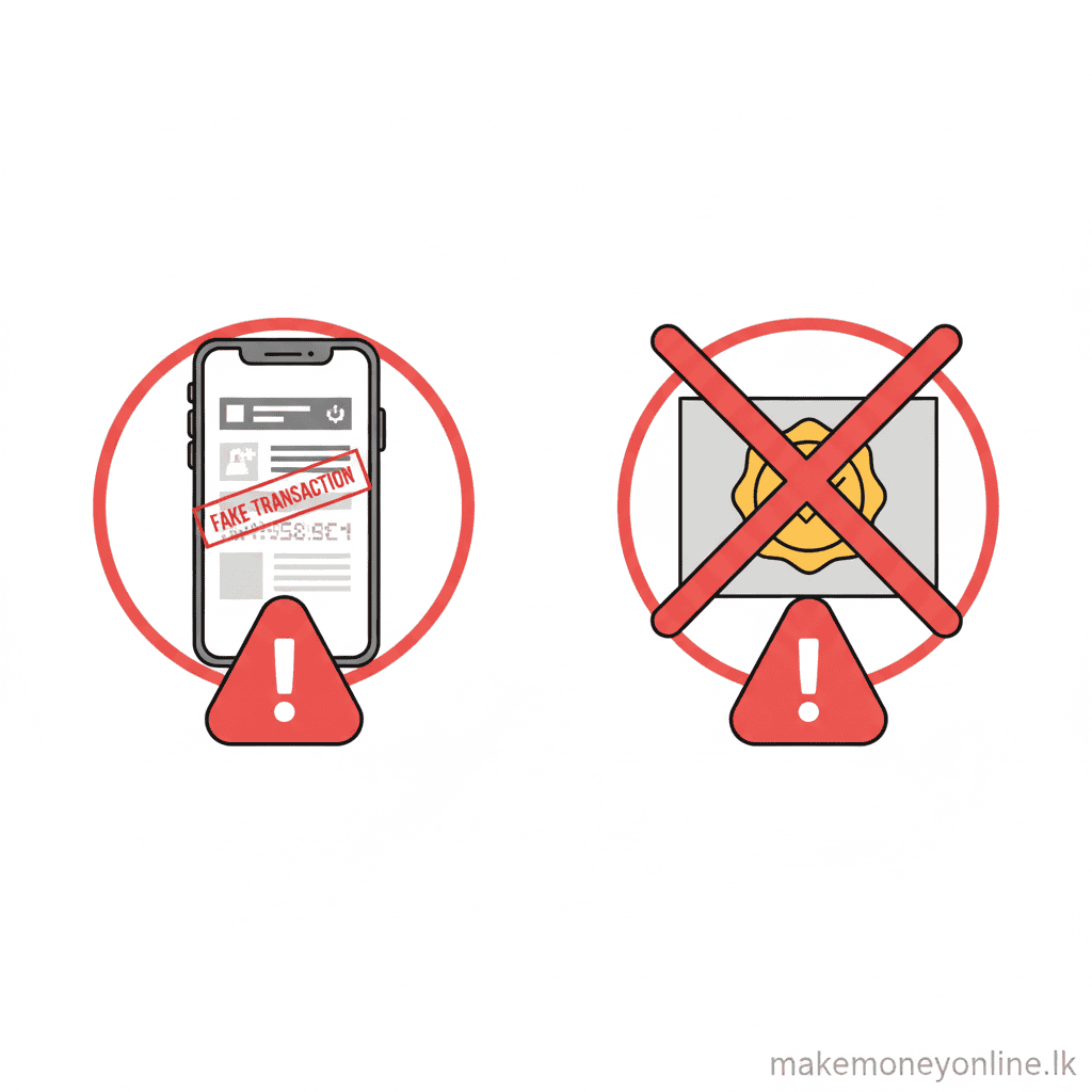 Reselling Goods in Sri Lanka: Earn LKR 50,000+ Monthly (2026 Guide) Reselling scam warning signs including fake payment screenshots and counterfeit goods