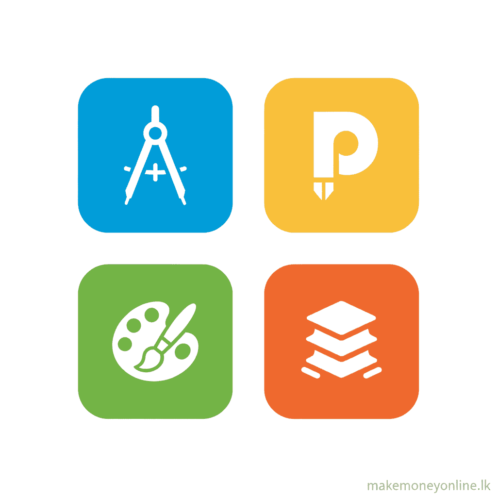 Graphic design tools for Sri Lankan designers including Adobe Illustrator, Photoshop, Canva, and Figma
