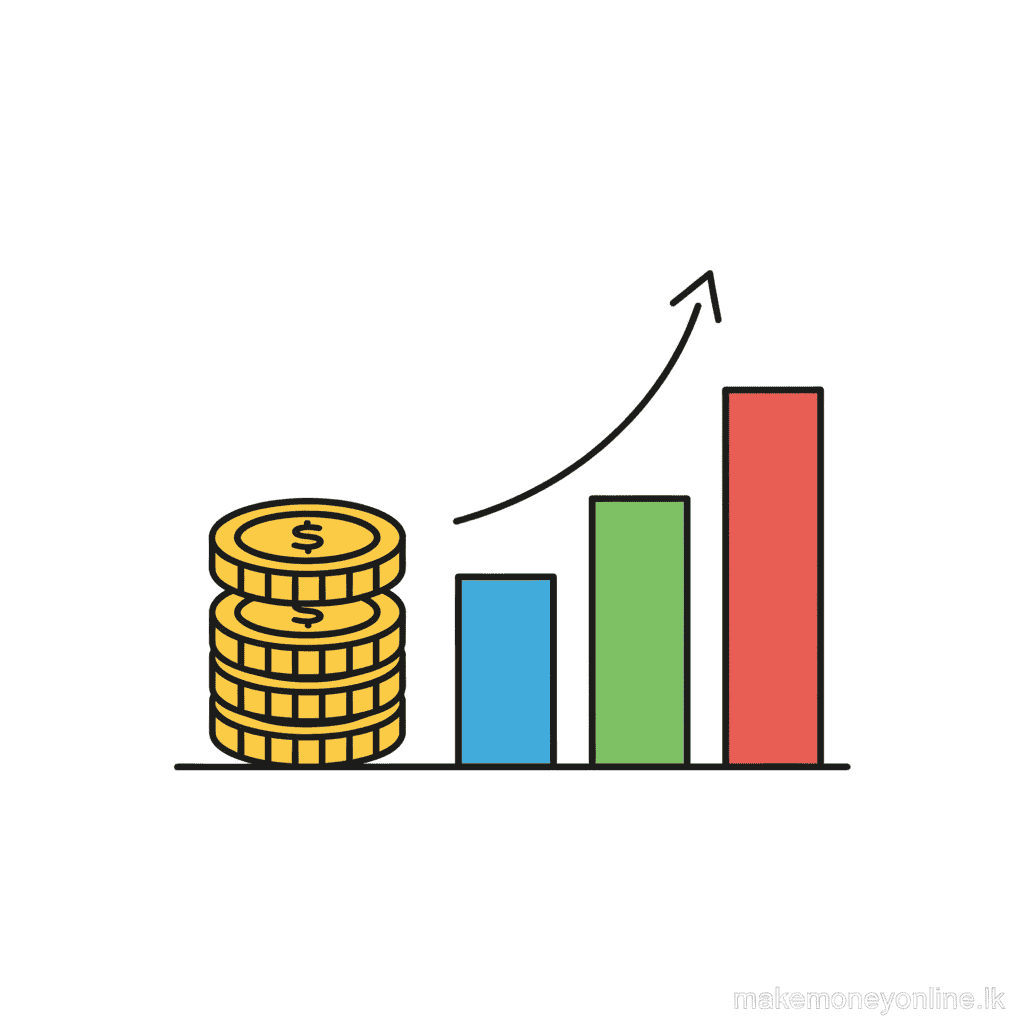 Graphic design income potential in Sri Lanka showing monthly LKR earnings from beginner to specialist level