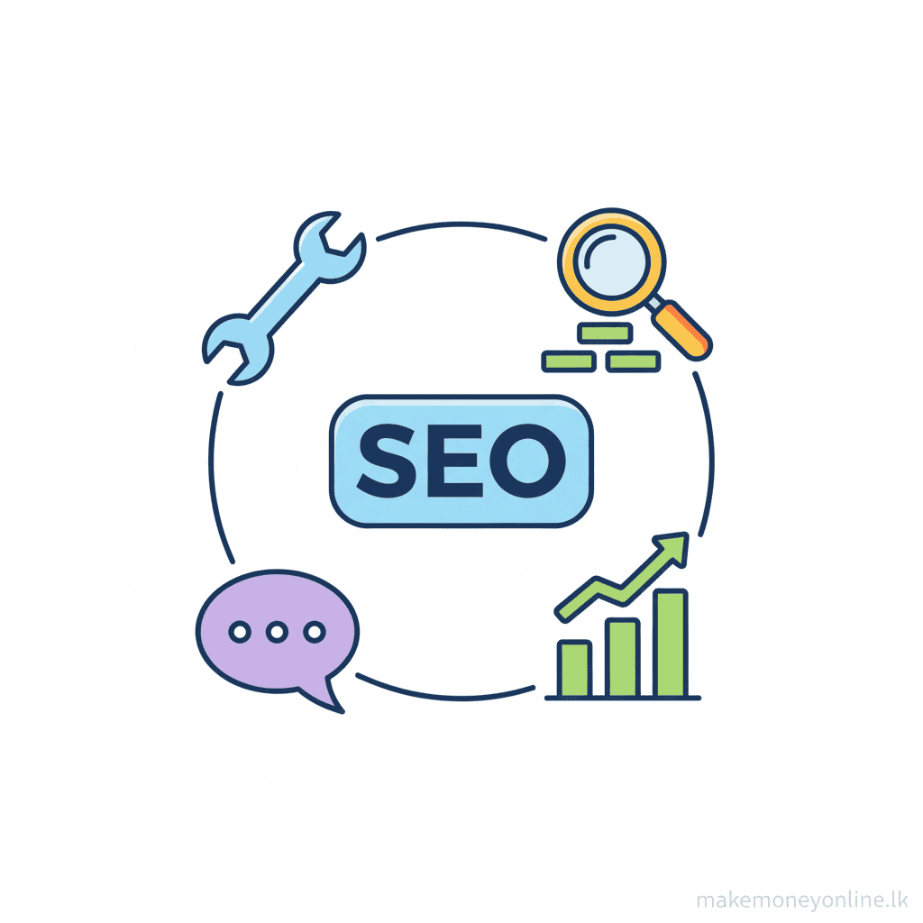 Skills needed for SEO consulting in Sri Lanka including technical SEO, keyword research, analytics, and communication
