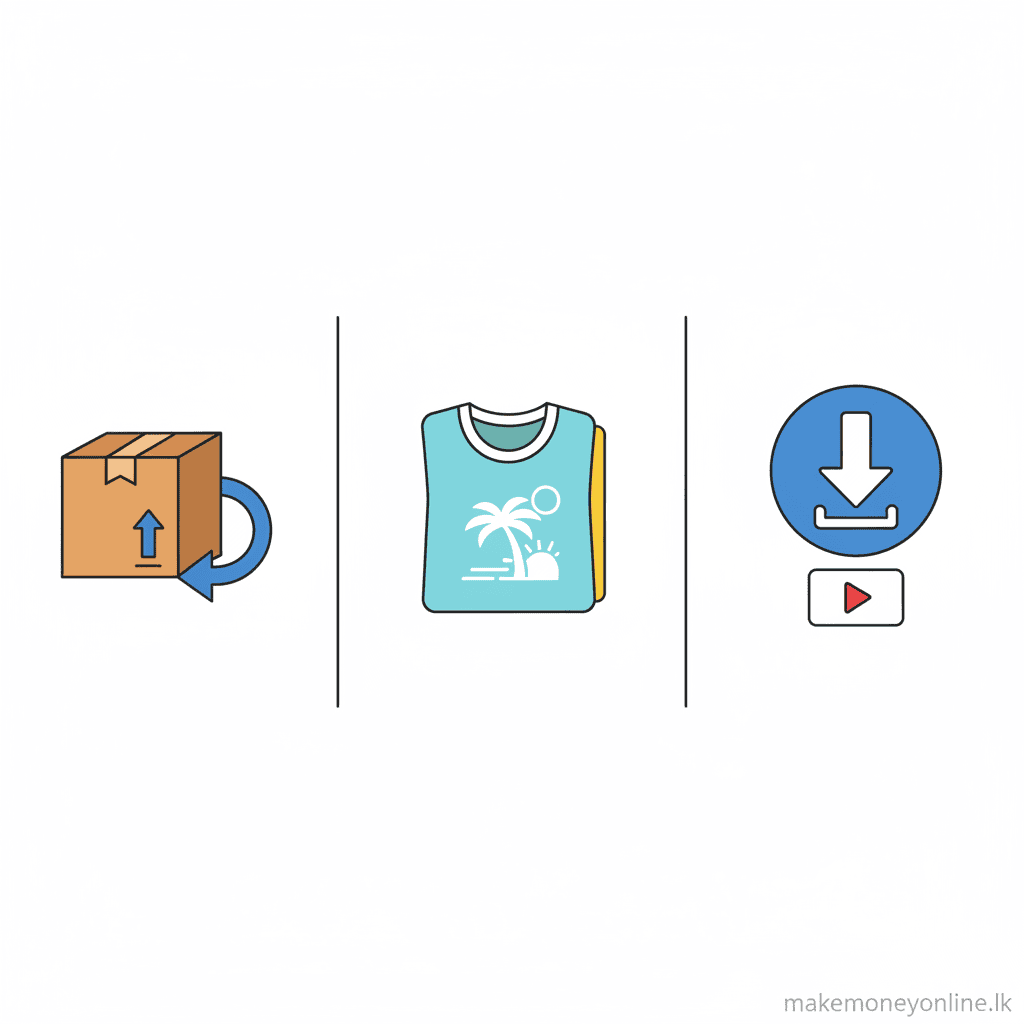 Shopify store models for Sri Lankan sellers including dropshipping, print on demand, and digital products