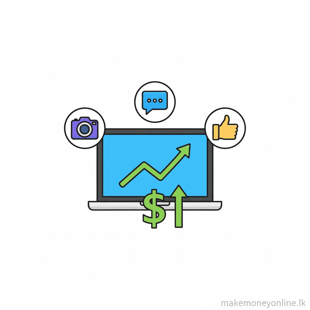 Social Media Management in Sri Lanka: Earn LKR 80,000+ Monthly (2026 Guide) Social media management income potential in Sri Lanka showing monthly LKR earnings from one to five clients