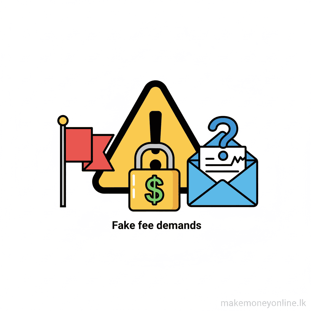 Transcription Services in Sri Lanka: Earn LKR 30,000+ Monthly (2026 Guide) Transcription job scam warning signs including fake training fees and registration charges