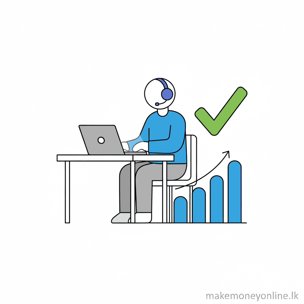 Transcription Services in Sri Lanka: Earn LKR 30,000+ Monthly (2026 Guide) Transcription income potential in Sri Lanka showing monthly LKR earnings from part-time to full-time work